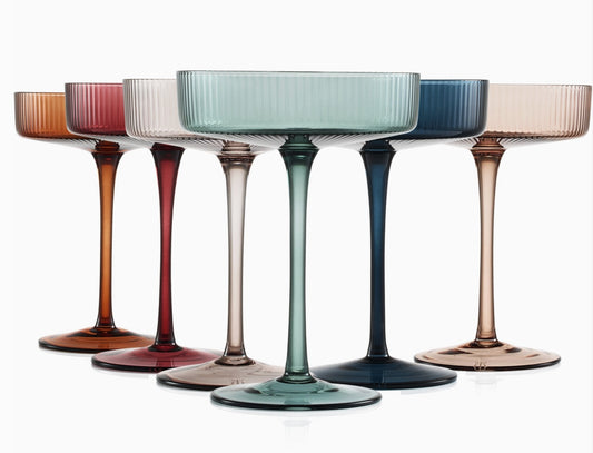 Set of 6 - Art Deco Ribbed Coupe